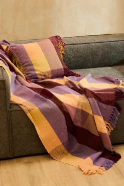 Plaid de algodón con flecos Croma