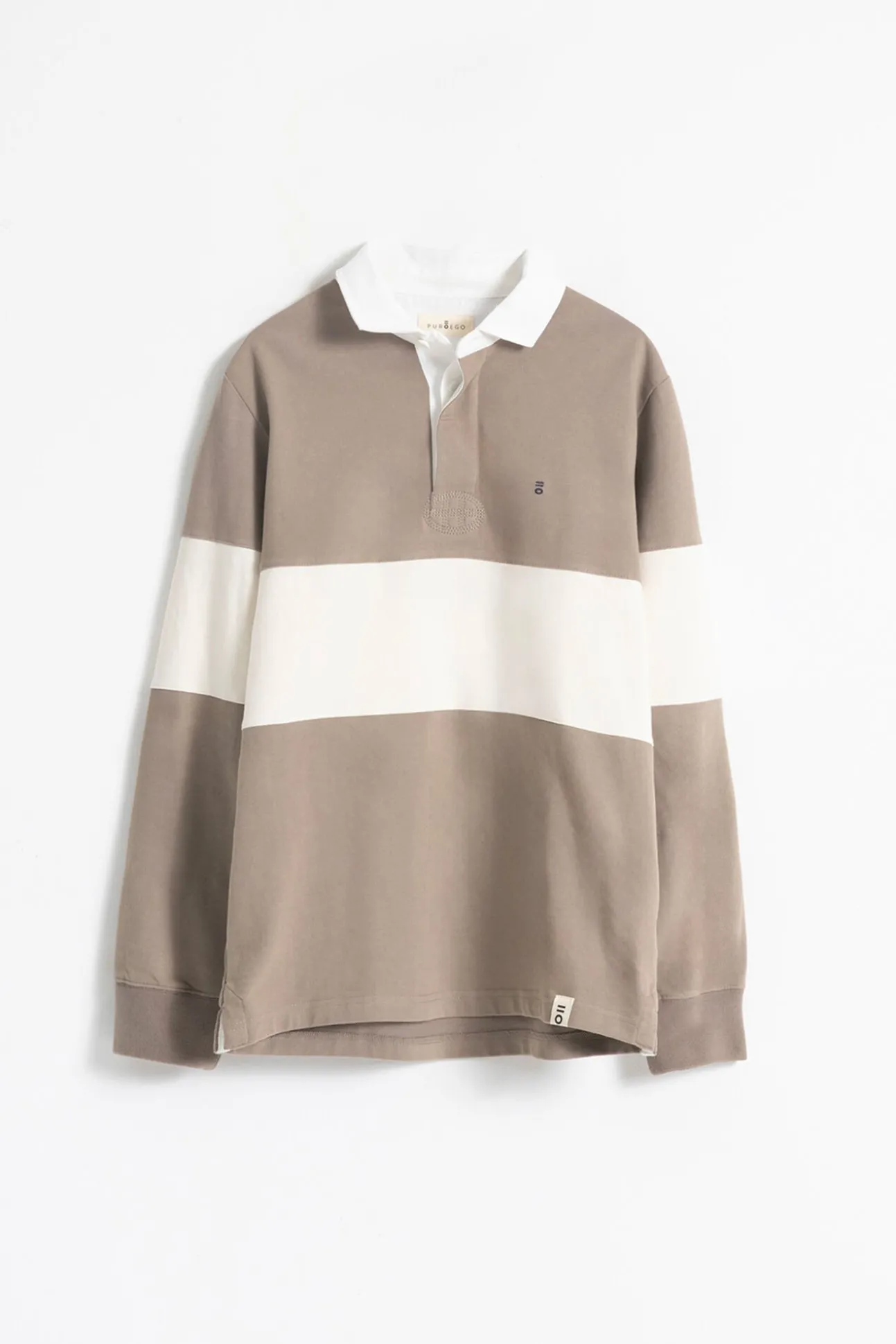 Polo franjas anchas contraste piedra