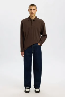 Polo jacquard de manga larga 100% algodón orgánico