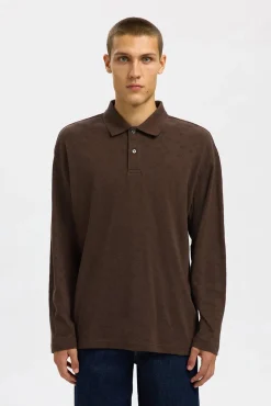 Polo jacquard de manga larga 100% algodón orgánico