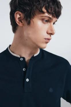 Polo piqué cuello mao slim fit