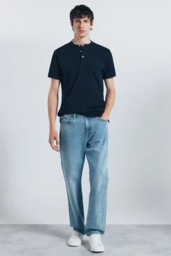 Polo piqué cuello mao slim fit