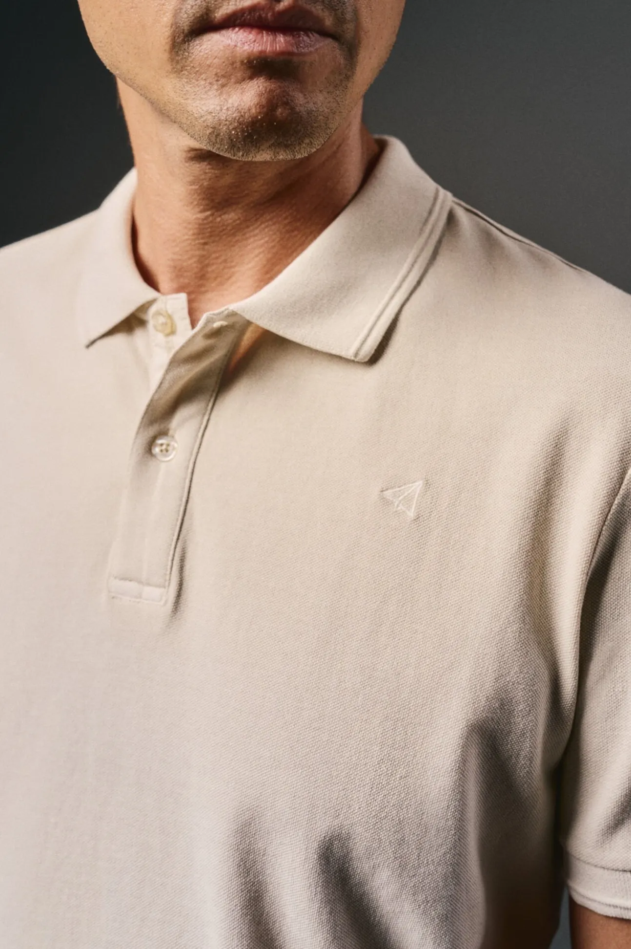 Polo piqué lavado bordado avión