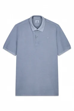 Polo piqué lavado bordado avión