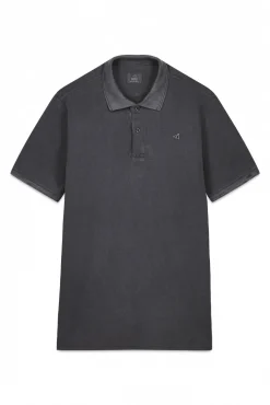 Polo piqué lavado bordado avión