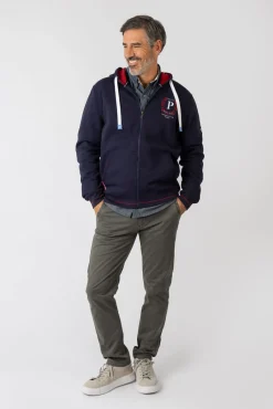 Sudadera abierta con capucha y bolsillos