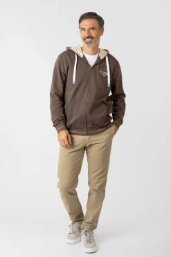 Sudadera abierta con capucha y bolsillos