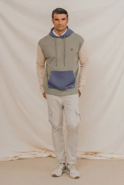 Sudadera canguro tricolor