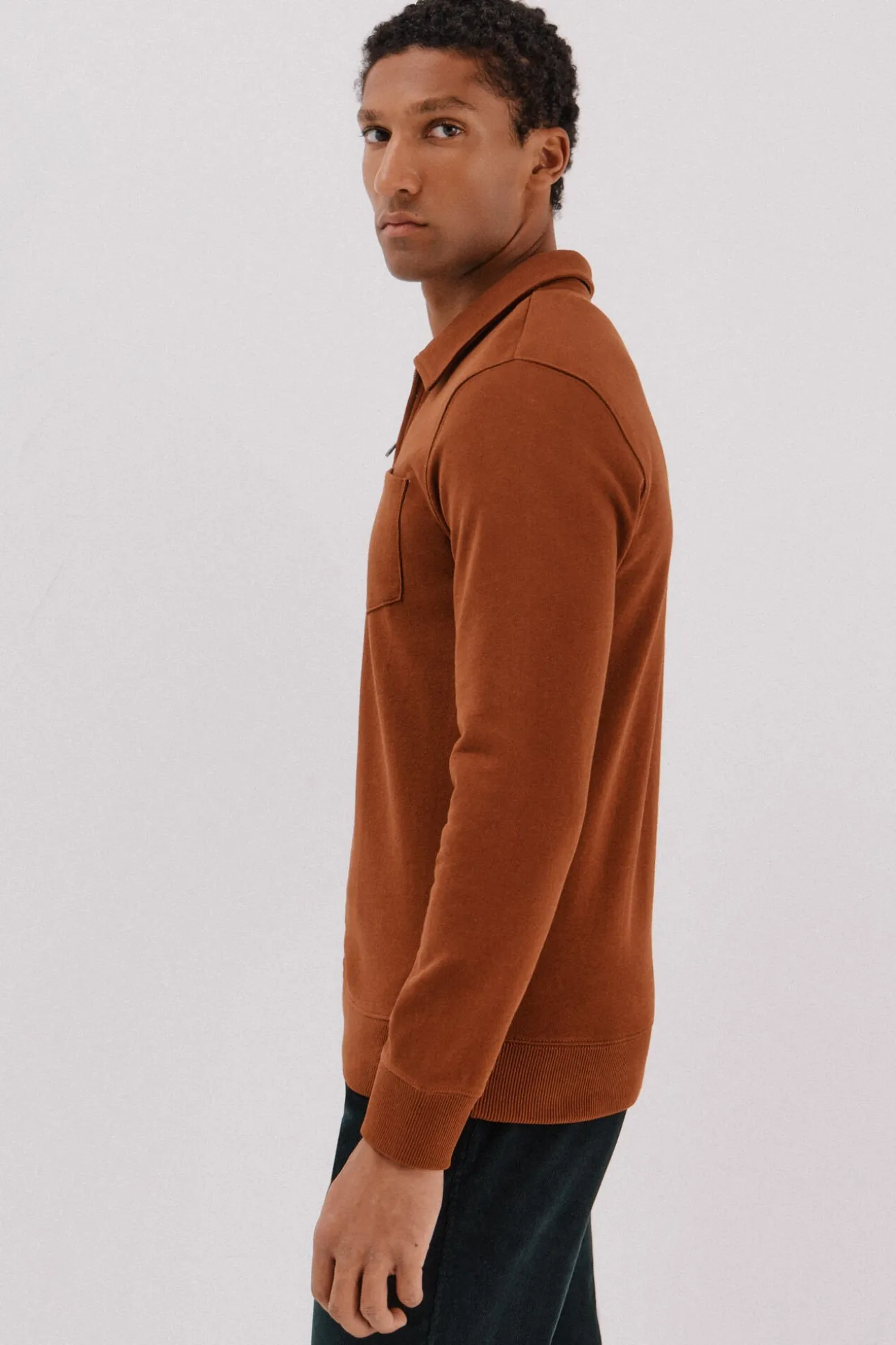 Sudadera cuello polo cremallera