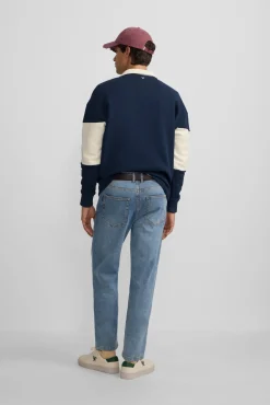 Sudadera cuello polo relaxed fit panel