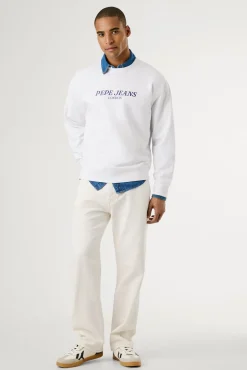 Sudadera de cuello redondo con logo frontal y estampado trasero.