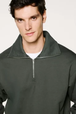 Sudadera media cremallera 100% algodón orgánico