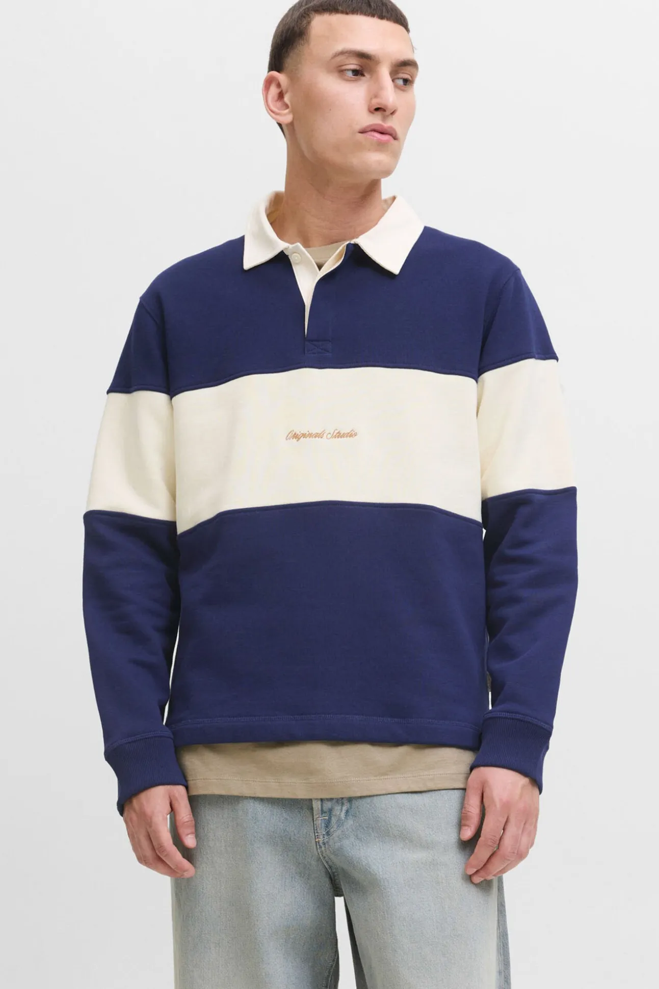 Sudadera tipo polo franja