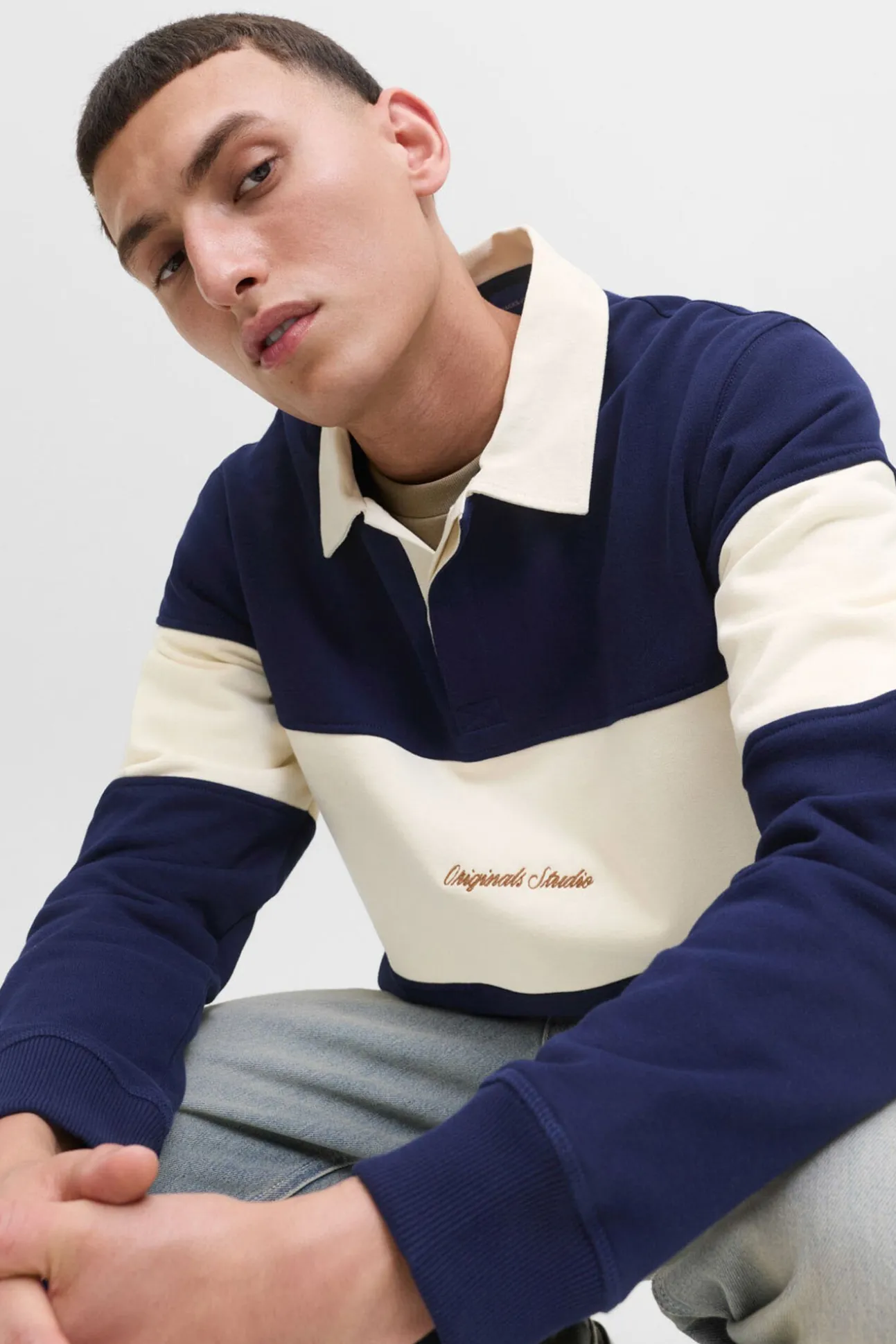 Sudadera tipo polo franja