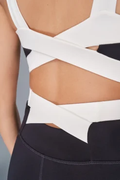Sujetador deportivo 4D Stretch bandeau blanco y negro