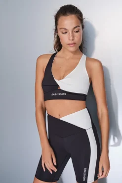 Sujetador deportivo 4D Stretch blanco y negro