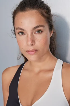 Sujetador deportivo 4D Stretch blanco y negro