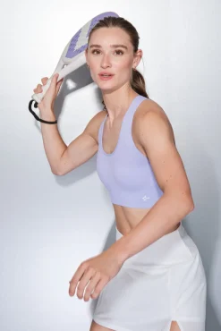 Sujetador deportivo reversible lila y blanco