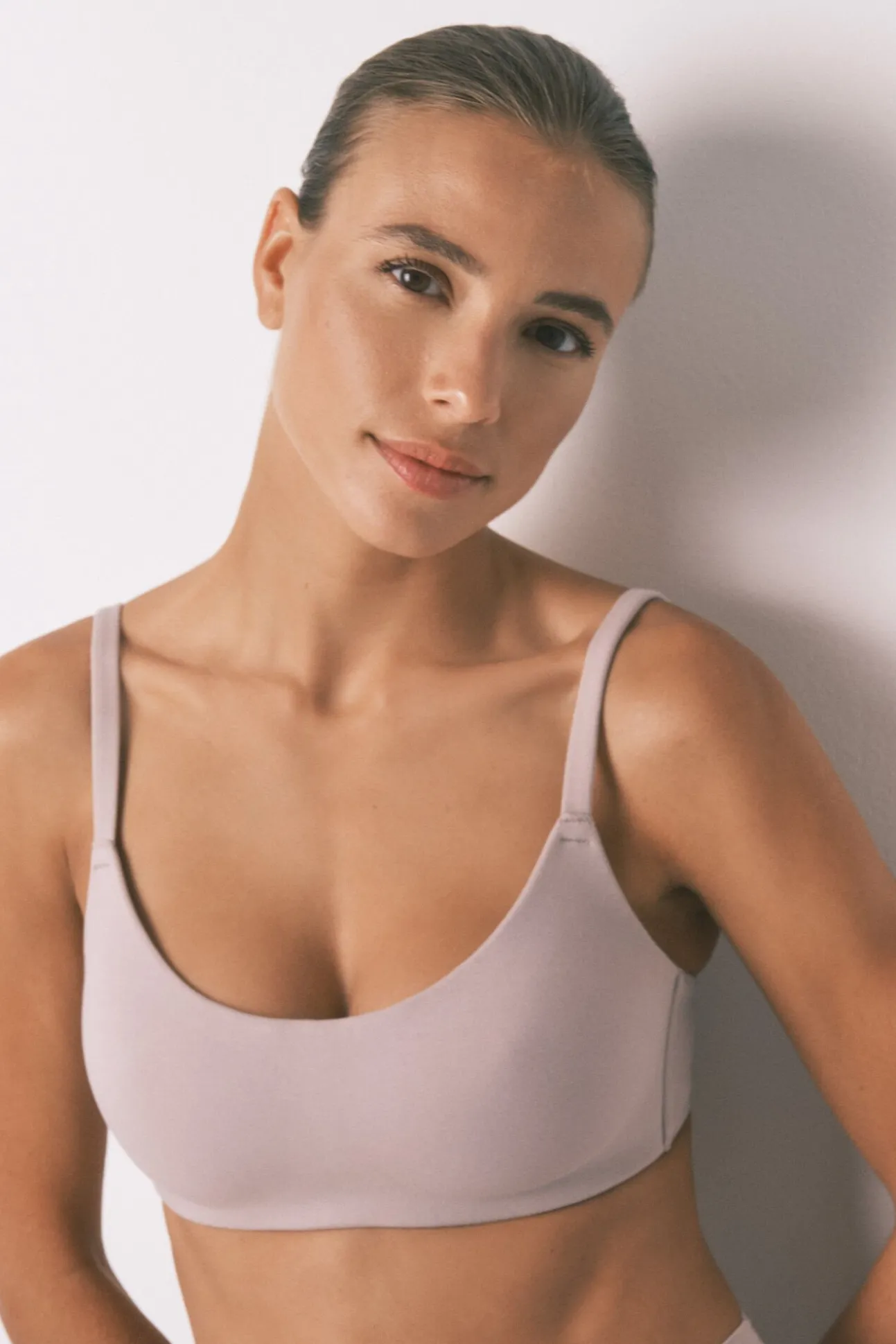 Sujetador tipo top algodón beige