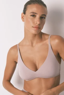 Sujetador triangular algodón beige