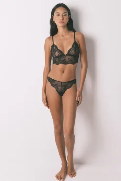 Tanga encaje tul negro