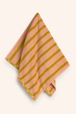 Toalla de baño de algodón de rizo a rayas rosas Saturno