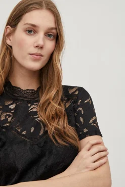 Top de encaje de manga corta