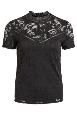 Top de encaje de manga corta