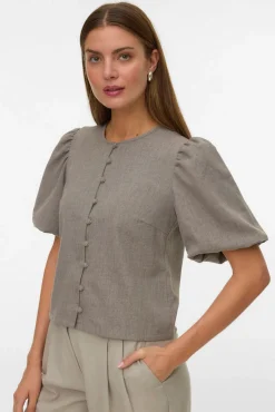 Top de manga abullonada