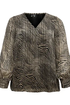 Top de manga larga y cuello pico talla grande