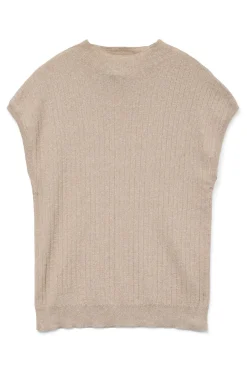 Top de manga sisa y cuello subido