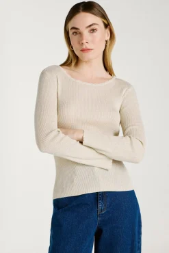 Top de punto reversible con lúrex