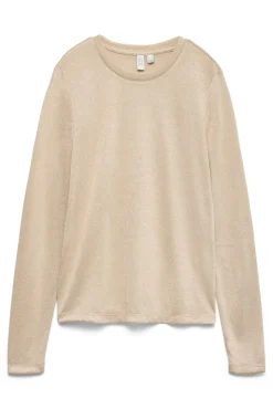 Top de punto tejido efecto metalizado