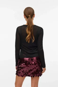 Top de punto tejido efecto metalizado