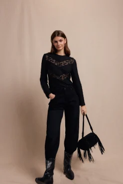 Top encaje combinado