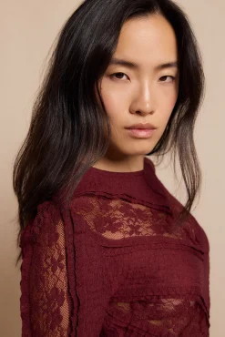 Top encaje combinado