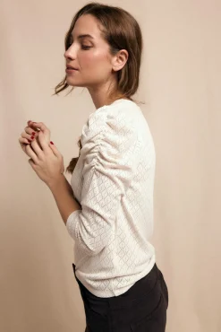 Top estructura manga abullonada