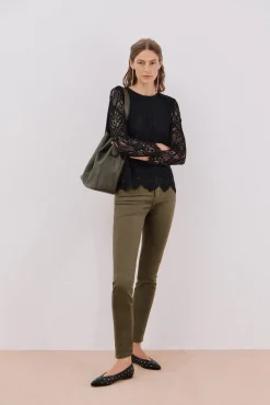 Top guipur manga larga