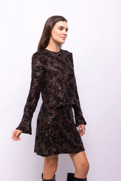 Top lentejuelas y flocado