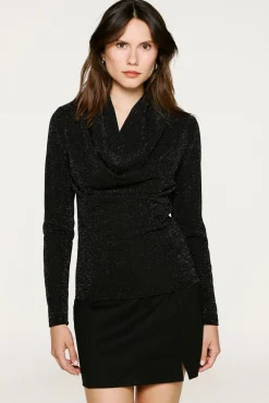 Top manga larga brillo