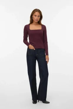 Top manga larga escote cuadrado