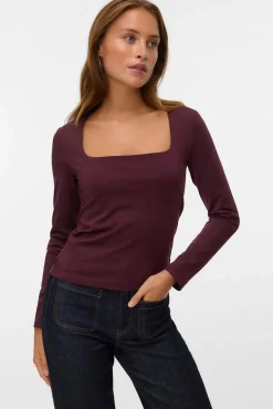 Top manga larga escote cuadrado