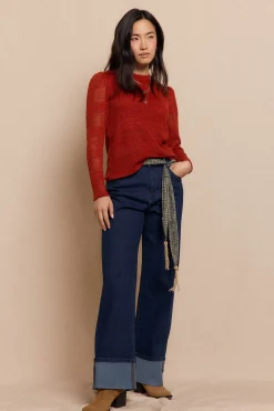 Top manga larga estructura rústica