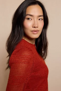 Top manga larga estructura rústica