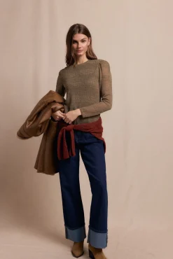 Top manga larga estructura rústica