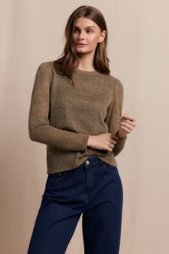 Top manga larga estructura rústica