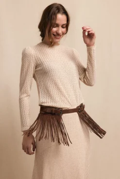 Top manga larga estructura rústica