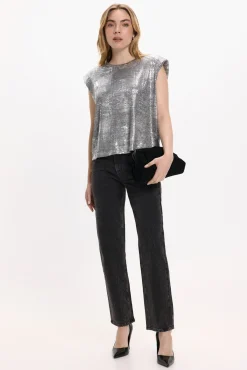 Top sin mangas metalizado