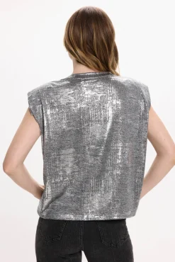Top sin mangas metalizado
