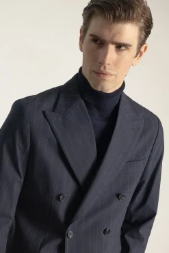 Traje cruzado raya diplomática marino